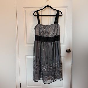 Michel Antoni black & silver metallic cocktail dress